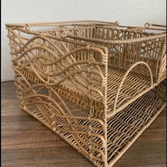 New Large Boho Farmhouse Rattan Caddy - Picture 4 of 5